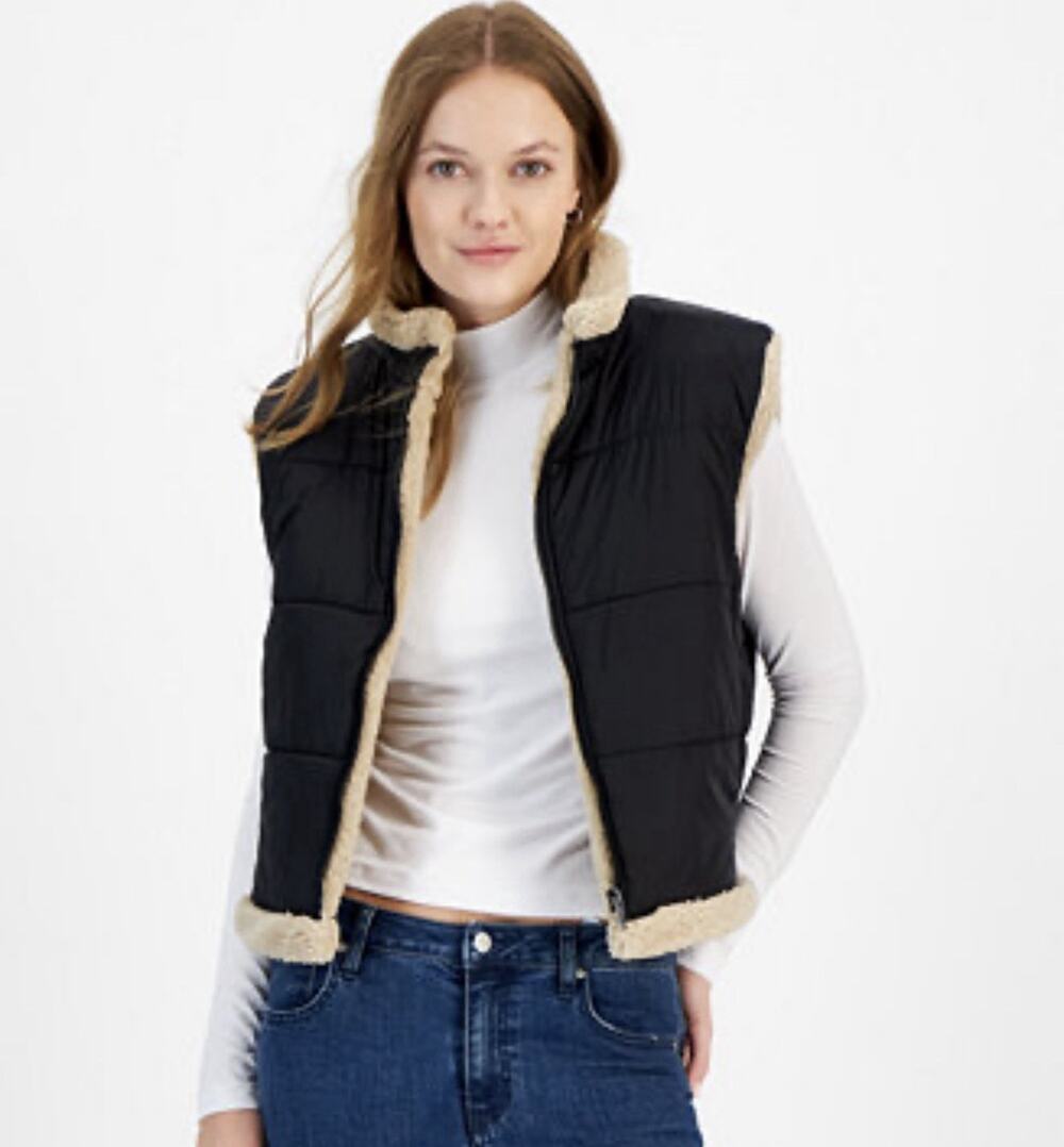NEW And Now This Vest Full Zip Puffer Teddy Soft Athleisure Outdoor Boxy XL